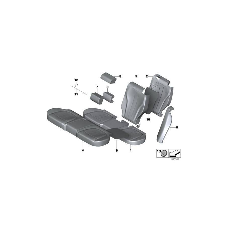 Genuine BMW 52207445138 F15 Basic Backrest Leather Cover, Right LCEW ELF.WEISS (Inc. X5)
