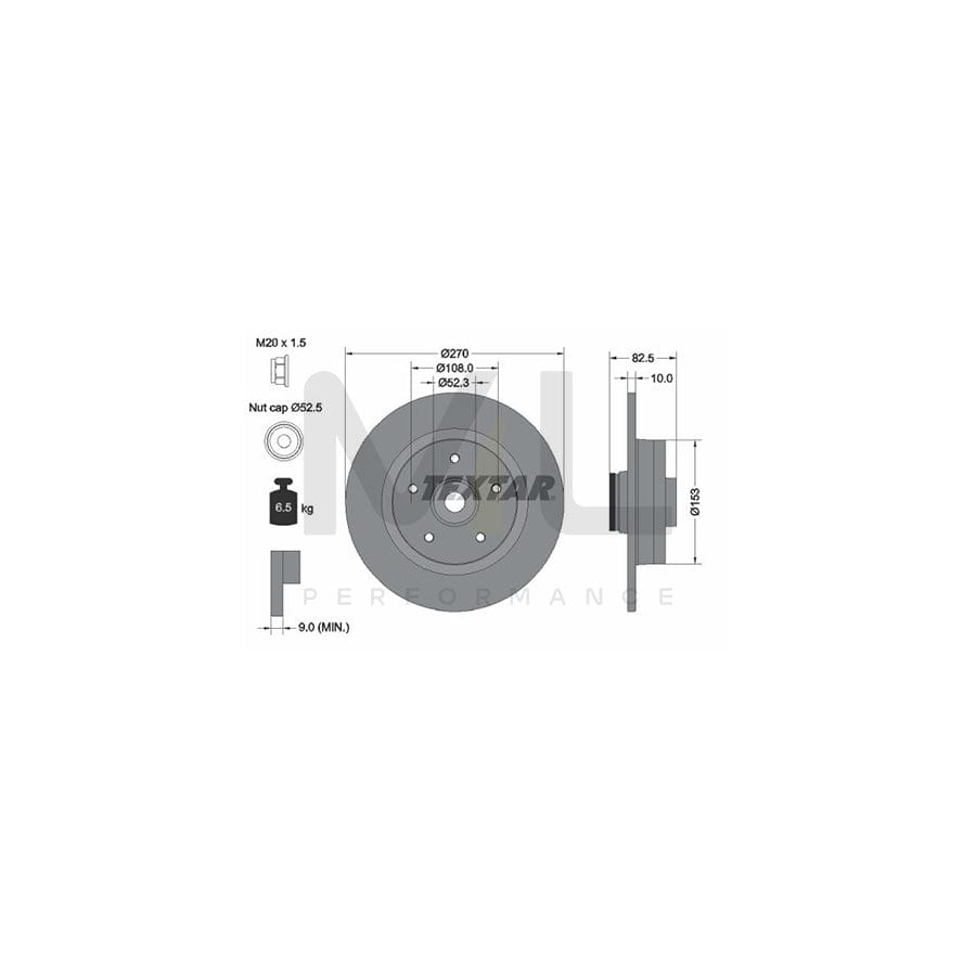 TEXTAR PRO 92237203 Brake Disc Solid, Coated, with integrated magnetic sensor ring, with wheel bearing, with wheel hub  - 1 piece