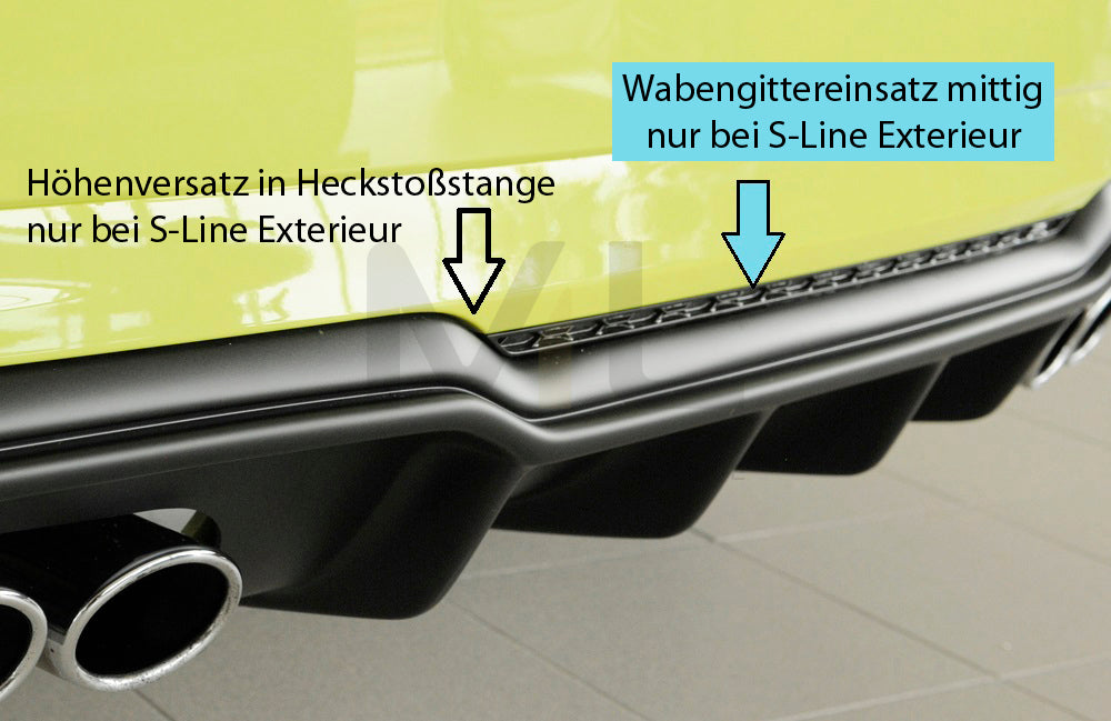 Rieger 00088182 Audi 8V A3 Rear Diffuser 9 | ML Performance UK Car Parts