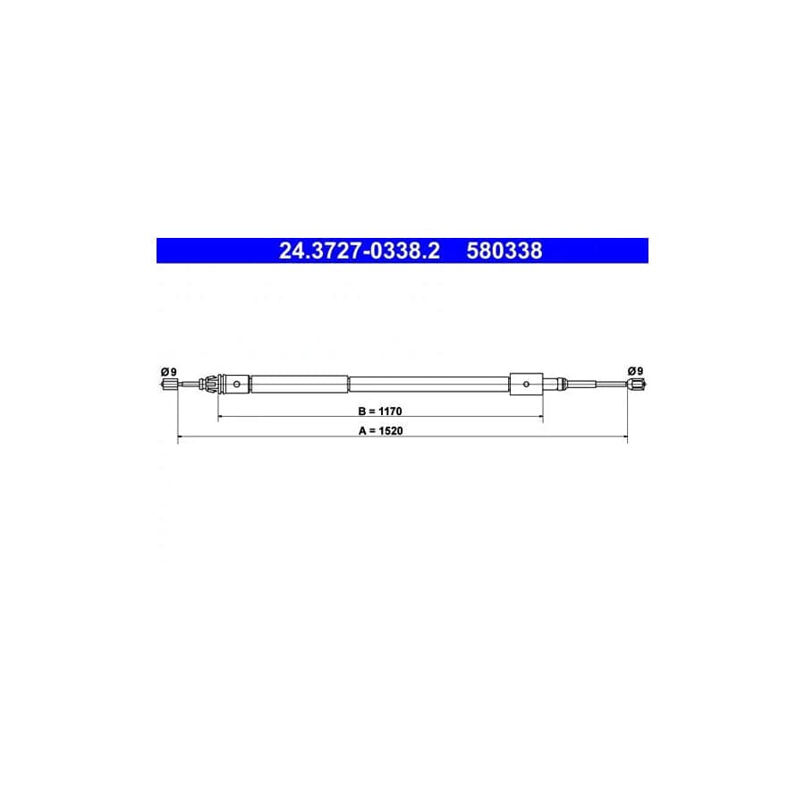 ATE 24.3727-0338.2 Hand Brake Cable for Citroen Xsara