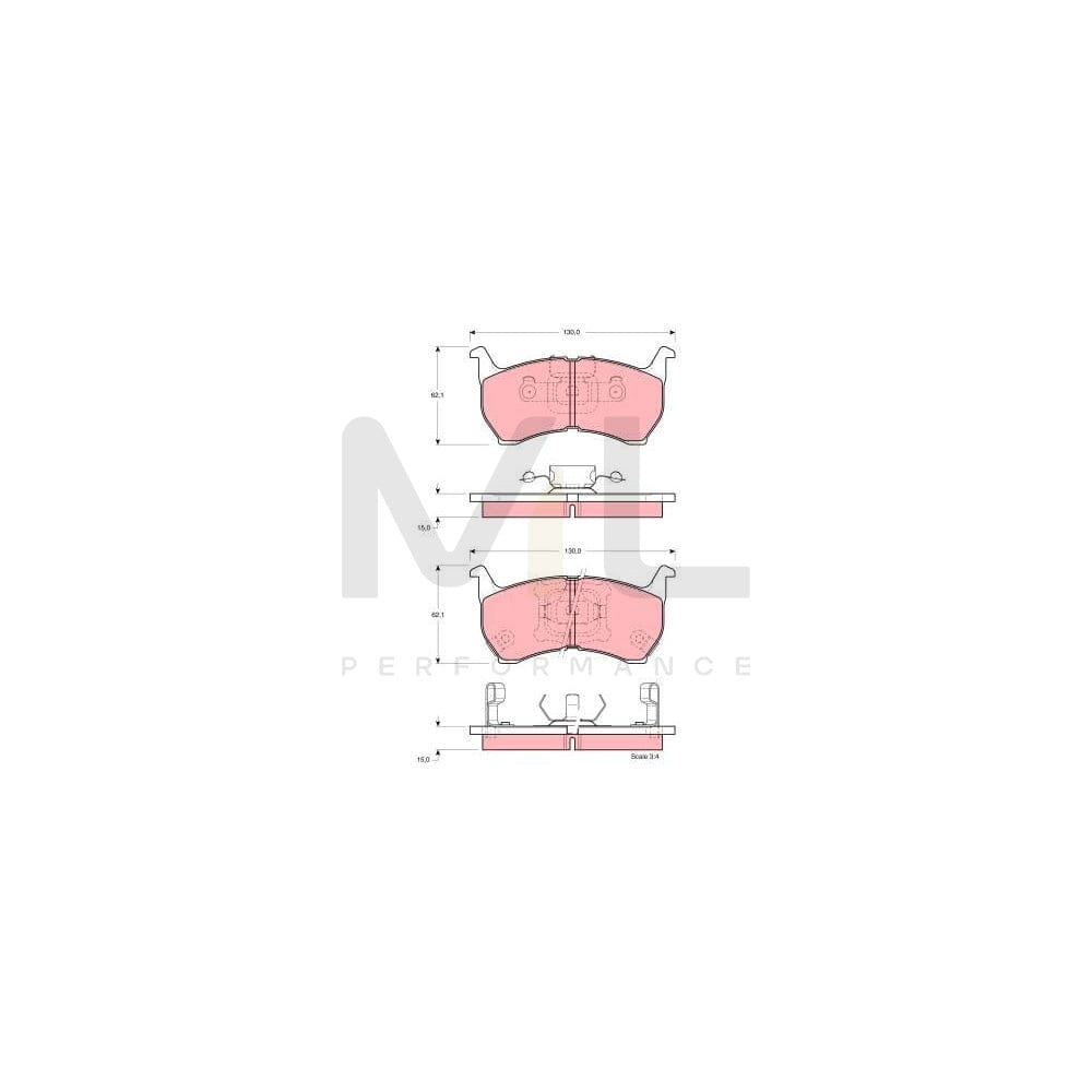TRW Gdb1036 Brake Pad Set For Mazda 626 With Acoustic Wear Warning