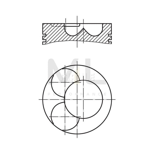 MAHLE ORIGINAL 034 91 02 Piston 81,51 mm, at shut-off cock, Pitman arm to intermediate arm 1, Pitman Arm to track rod, with piston ring carrier, without cooling duct | ML Performance Car Parts