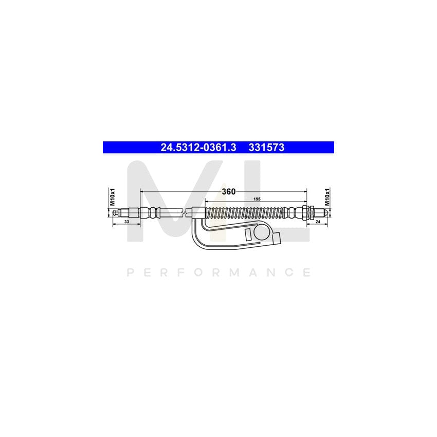 ATE 24.5312-0361.3 Brake Hose 360mm