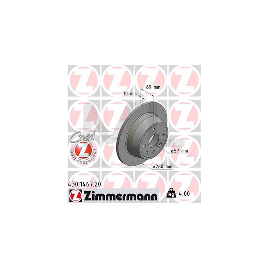 ZIMMERMANN COAT Z 430.1467.20 Brake Disc Solid, Coated  - 1 piece