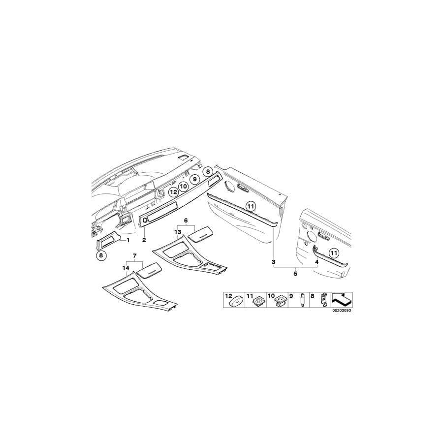 Genuine BMW 51429169712 E90 E91 Trim Piece Door, Wood,Walnut, Rear Right NUSSBAUM HELL (Inc. 335xi, 320i & 325i)