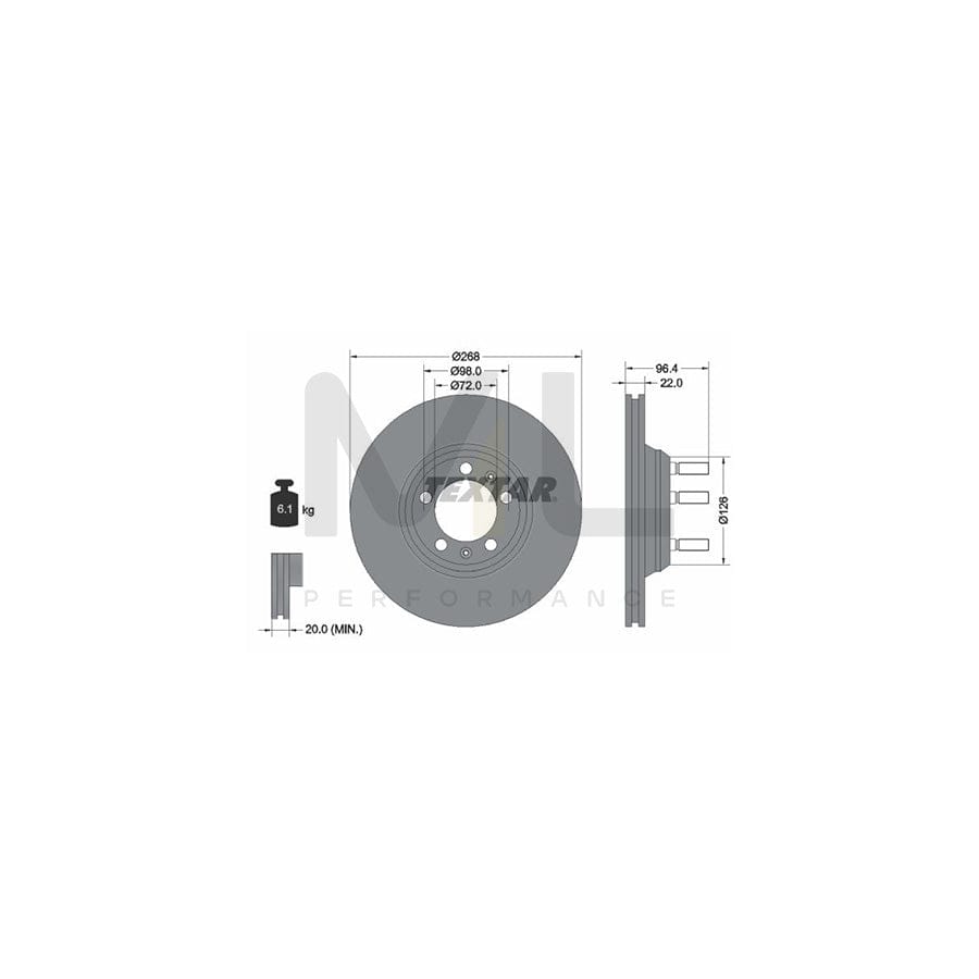 TEXTAR 92033600 Brake Disc Internally Vented, with wheel studs, without wheel hub  - 1 piece