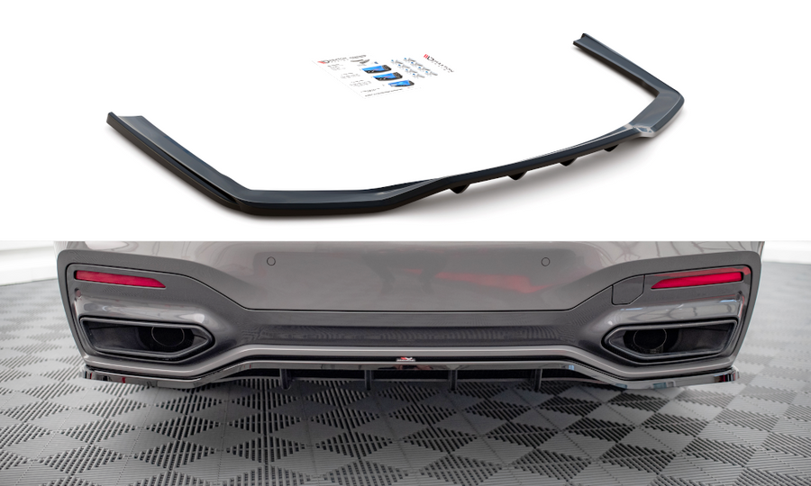 Maxton Design BM-7-11F-MPACK-RD1T+RD2T Central Rear Splitter (with vertical bars) BMW Series 7 G11 M-Pack Facelift | ML Performance UK Car Parts
