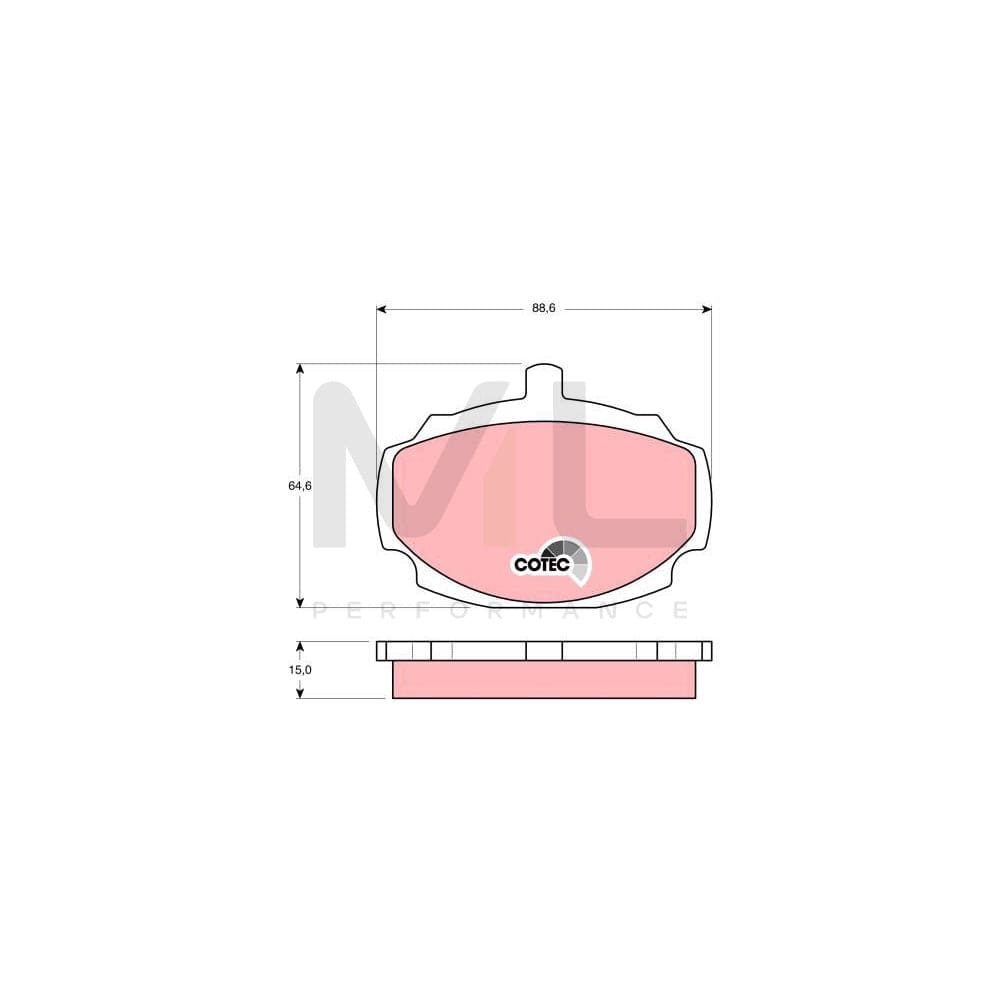 TRW Cotec Gdb331 Brake Pad Set For Mg Mgb Not Prepared For Wear Indicator