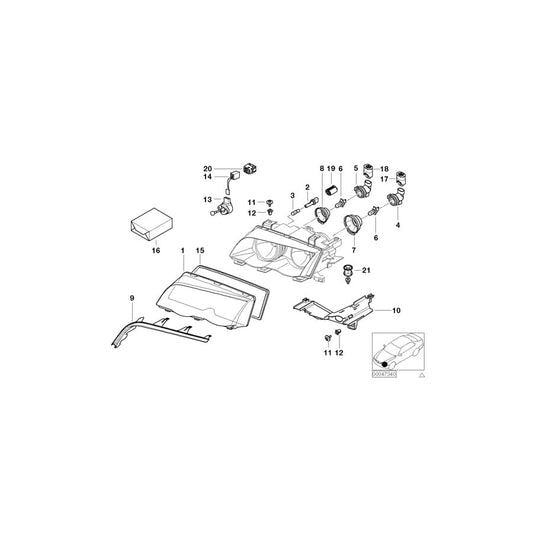 Genuine BMW 63126923412 E46 Right Cover Glass ZKW (Inc. 323i, 325xi & 330xi)