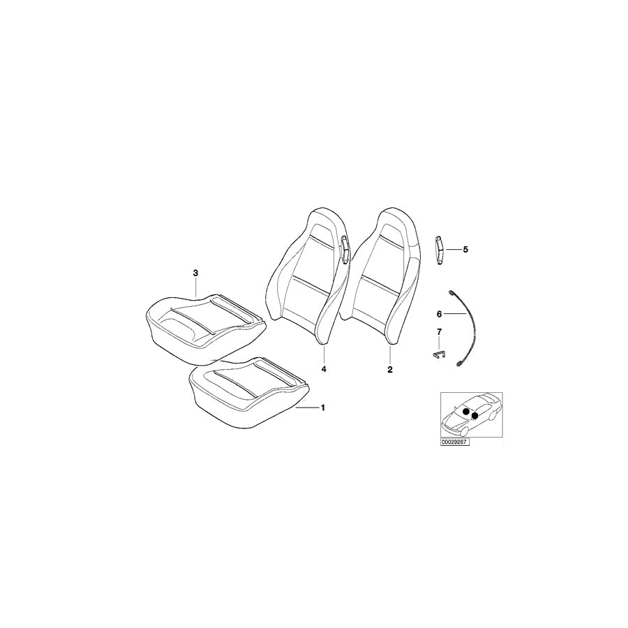 Genuine BMW 52108413145 E36 Cover Backrest Leather Left R7SW,R8SW SCHW (Inc. Z3 2.5, Z3 2.8 & Z3 2.5i)