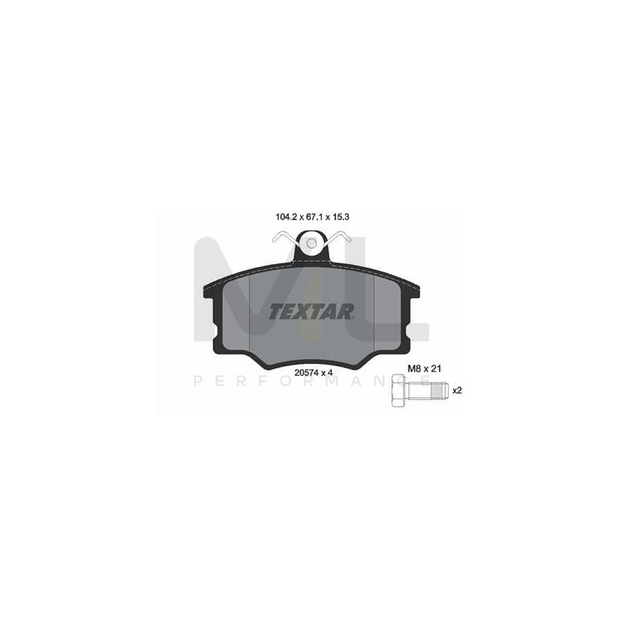 TEXTAR 2057401 Brake pad set not prepared for wear indicator, with brake caliper screws
