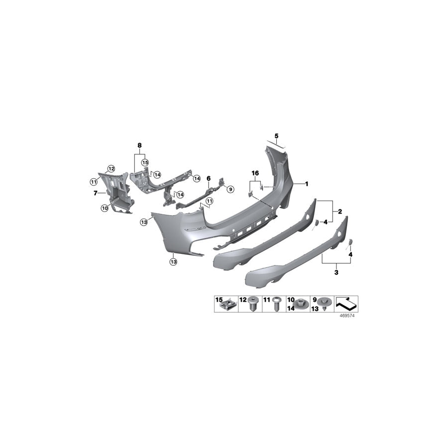 Genuine BMW 51128072777 F48 Trim Panel, Bumper, Rear, Bottom M PDC 1-BORDIG (Inc. X1 18i, X1 16d & X1 18dX)