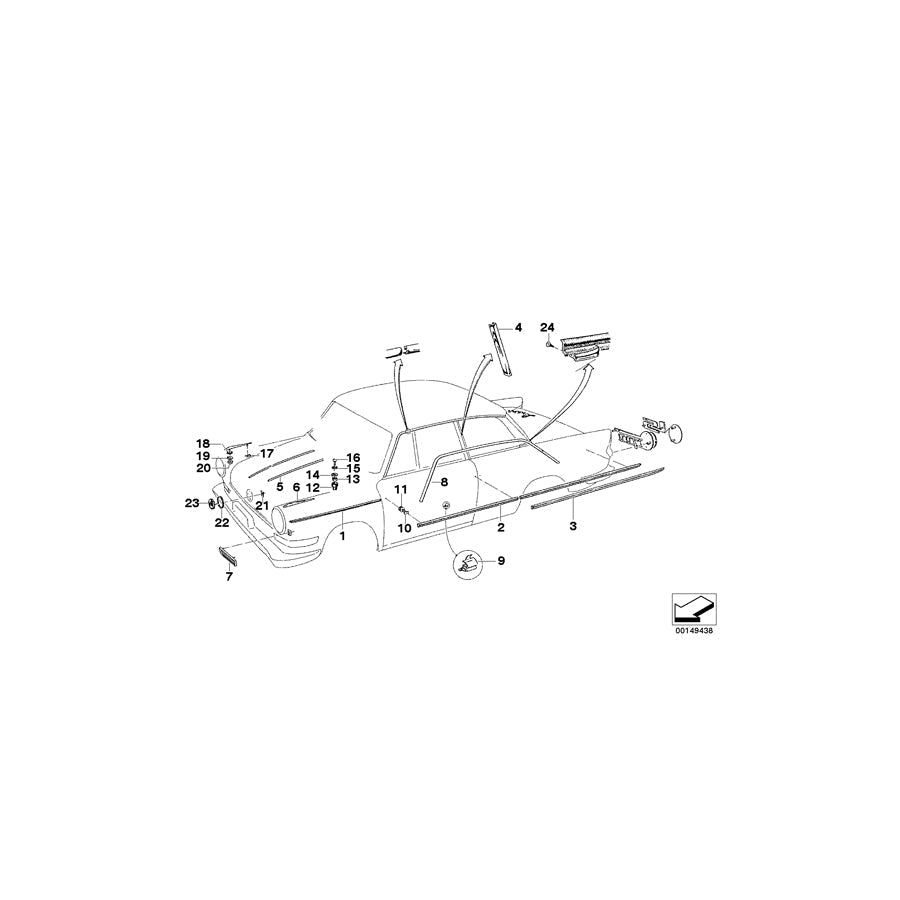 Genuine BMW 51135001705 Molding, Side Panel, Front Left (Inc. 700LS, 700 & 700L)
