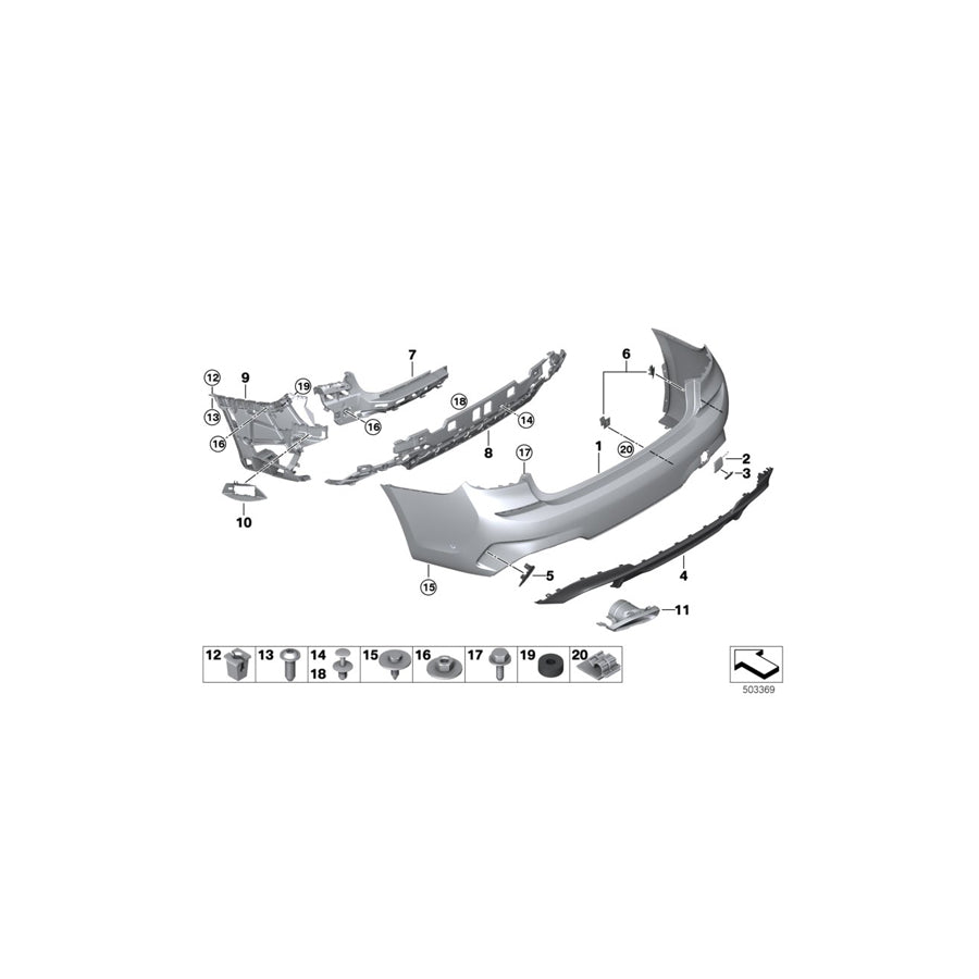 Genuine BMW 51129880379 G20 G21 Cover For Towing Eye, Bottom Rear DARK SHADOW (Inc. 320iX, 320i 1.6 & 330i)