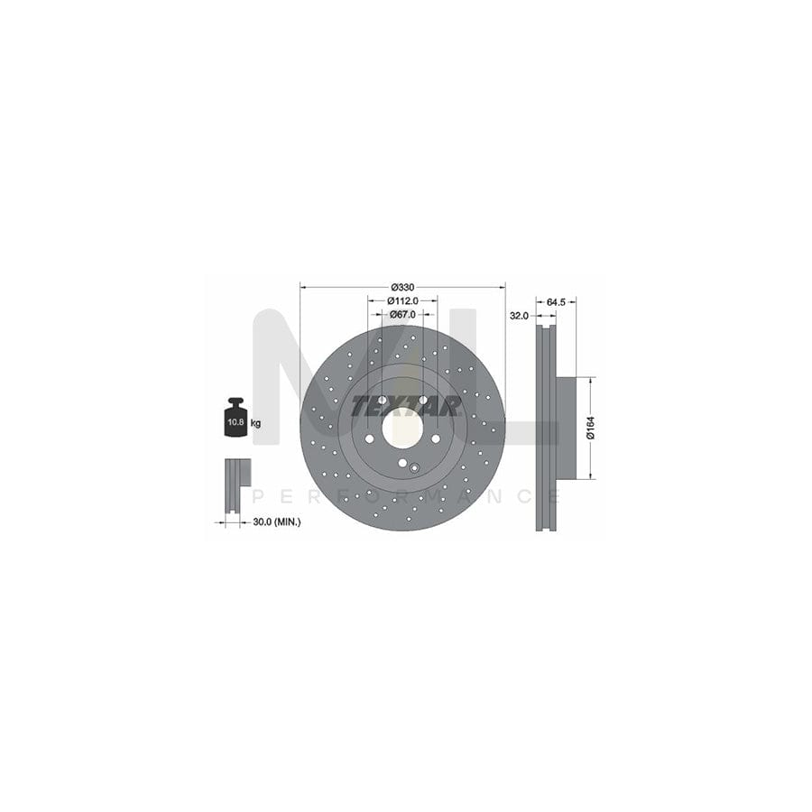 TEXTAR 92120200 Brake Disc Internally Vented, Perforated, without wheel hub, without wheel studs  - 1 piece