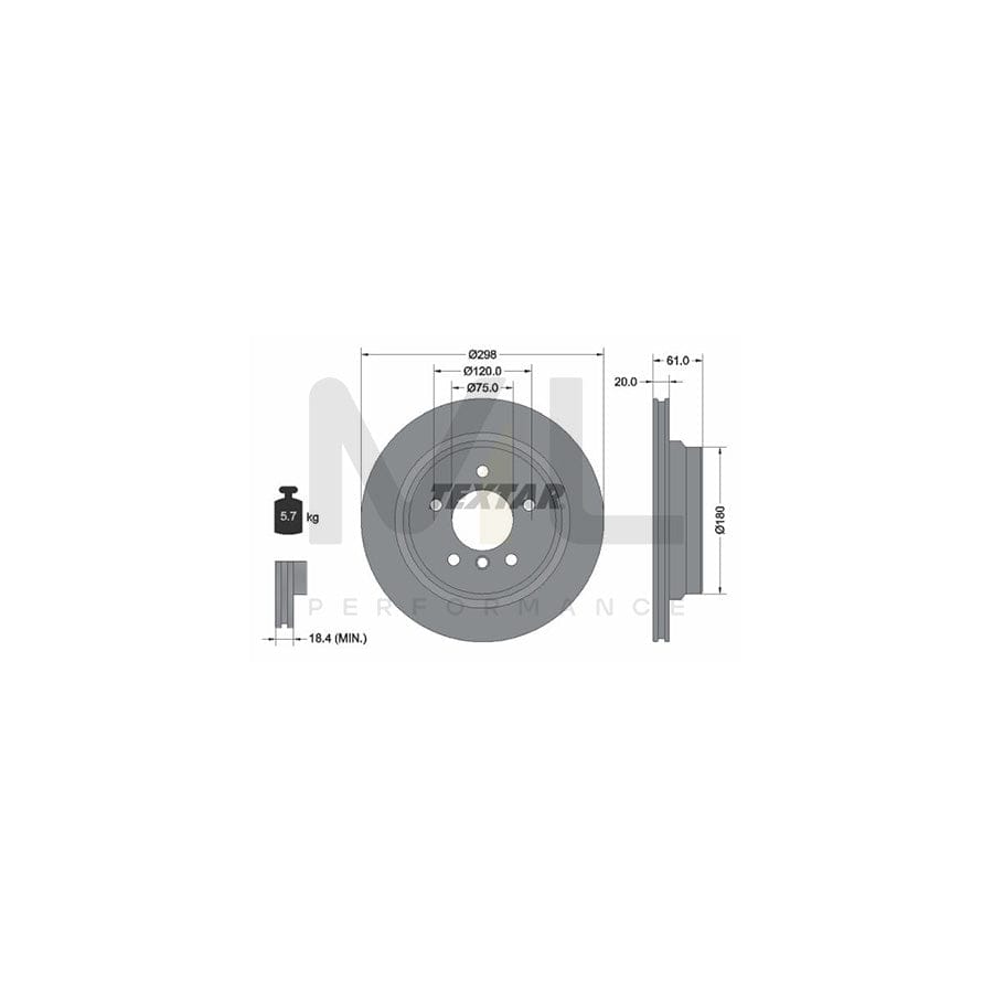 TEXTAR 92075100 Brake Disc Externally Vented, without wheel hub, without wheel studs  - 1 piece