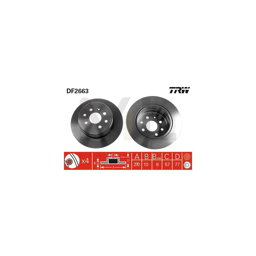 TRW DF2663 Brake Disc Solid, Painted  - 1 piece