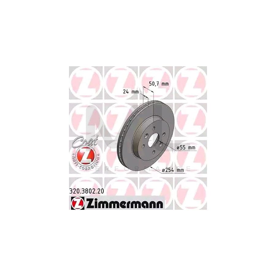 ZIMMERMANN COAT Z 320.3802.20 Brake Disc for KIA RIO Internally Vented, Coated  - 1 piece