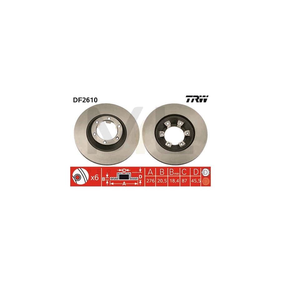 TRW DF2610 Brake Disc for MITSUBISHI PAJERO / SHOGUN Vented, Painted  - 1 piece
