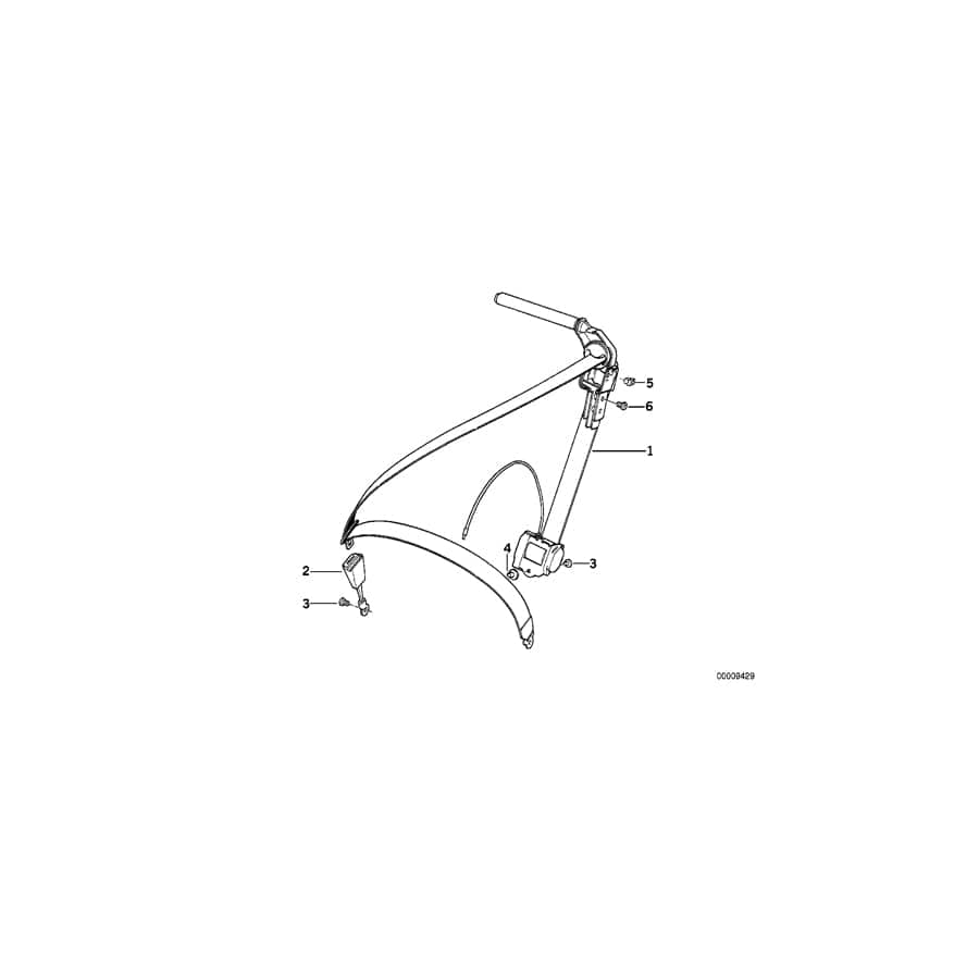 Genuine BMW 72118108724 E31 Upper Belt Front Right W.Black Covering PERGAMENT (Inc. 850Ci)