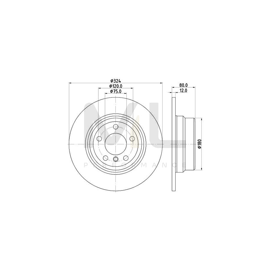 HELLA PRO High Carbon 8DD 355 127-651 Brake Disc for BMW X5 (E53) Solid, Coated, High-carbon, without wheel hub, without wheel studs | ML Performance Car Parts