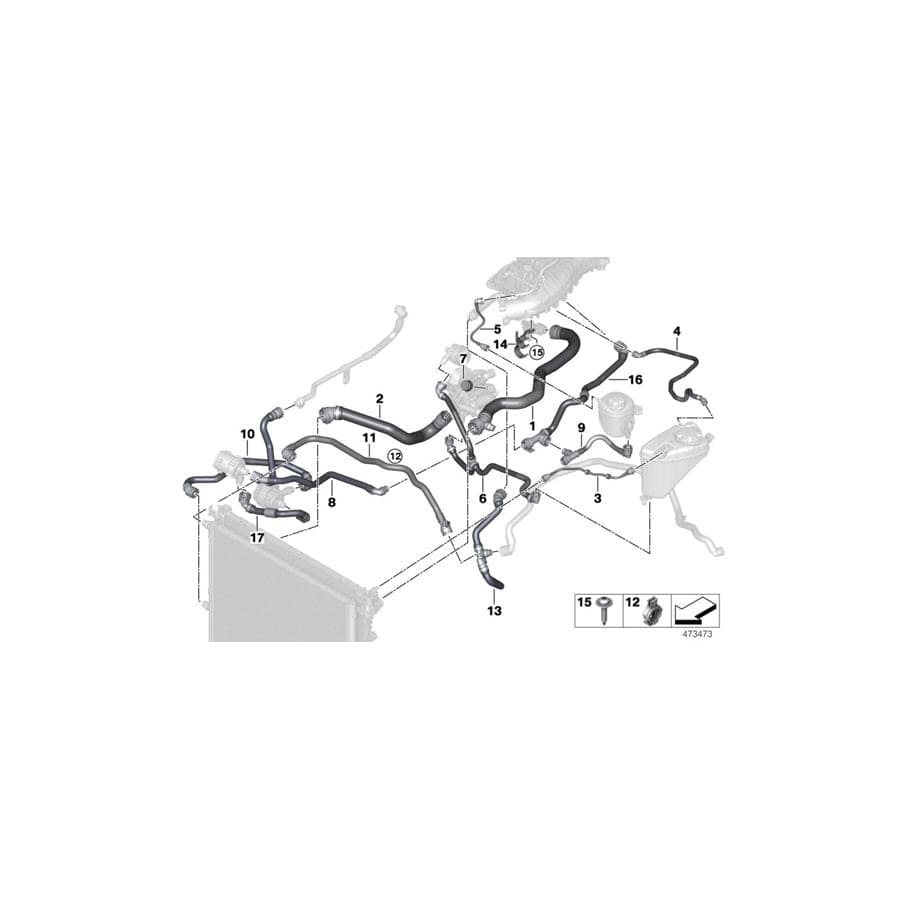 Genuine BMW 17128602626 G12 G11 G30 Hose For Electric Coolant Pump (Inc. 740eX, 740LeX & 530e)