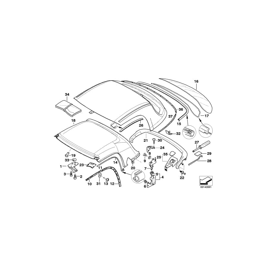 Genuine BMW 54218410665 E36 Phillips Screw F Plastic Material L=16mm (Inc. Z3)