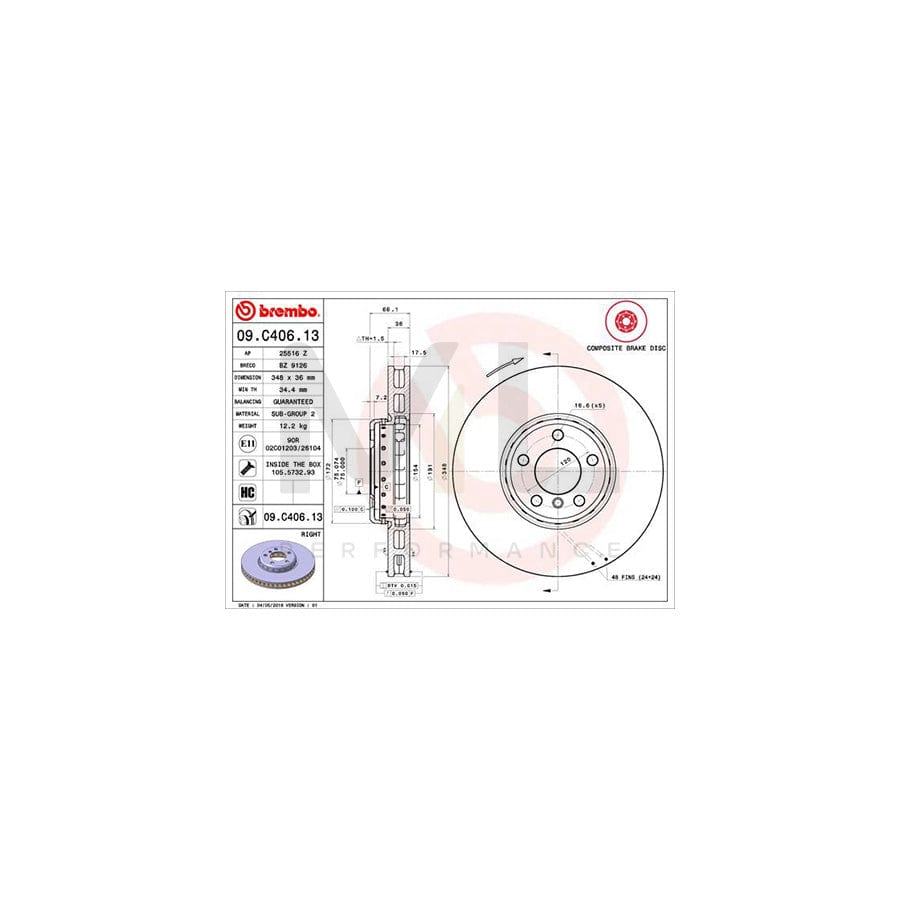 brembo-two-piece-discs-line-09-c406-13-brake-disc-front-axle-right-internally-vented-two-piece-brake-disc-coated-high-carbon-with-bolts-screws