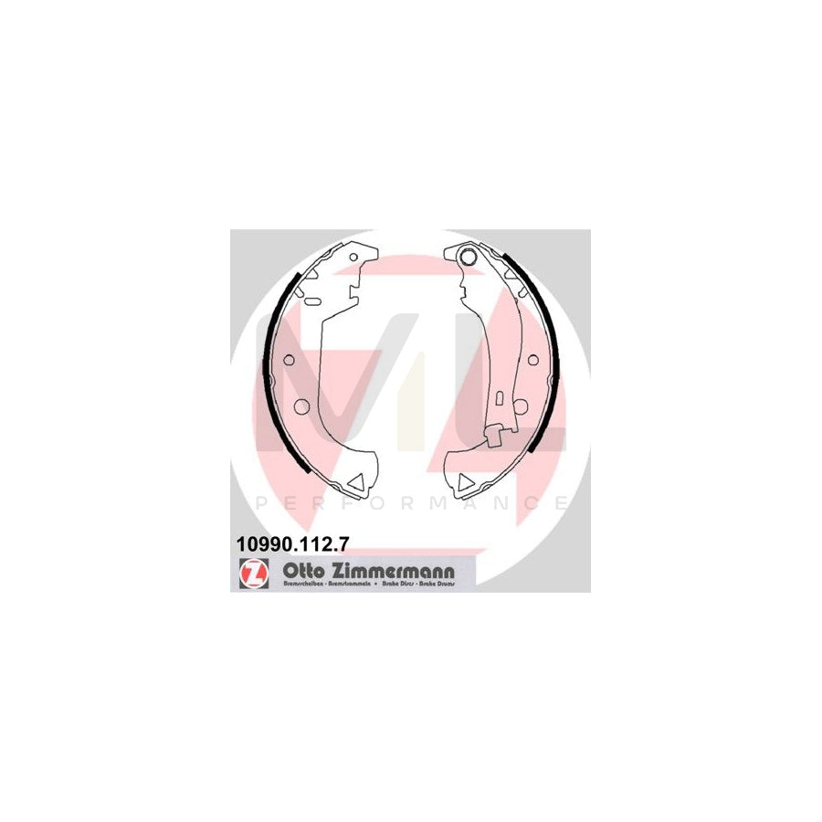 ZIMMERMANN 10990.112.7 Brake Shoe Set for FIAT DOBLO Photo corresponds to scope of supply, with lever