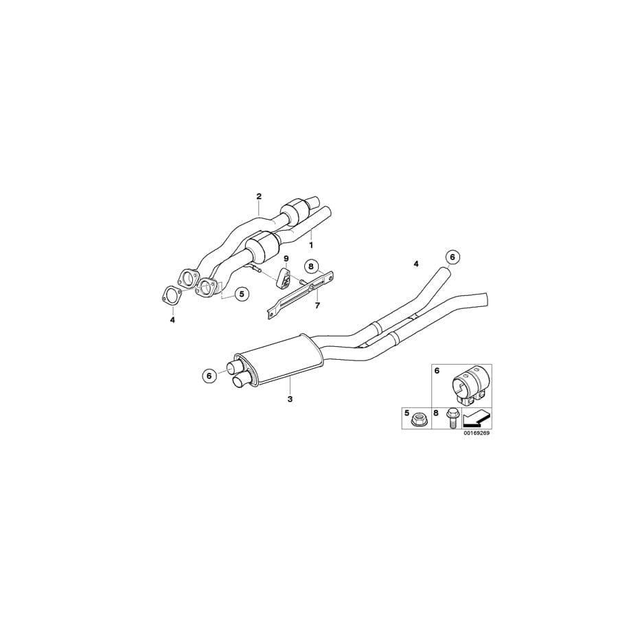 Genuine BMW 18307576341 E71 Center Muffler (Inc. X6 35iX)