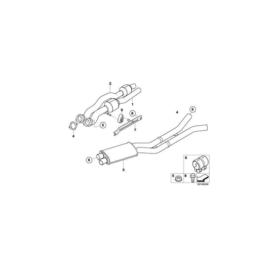 Genuine BMW 18307576341 E71 Center Muffler (Inc. X6 35iX)