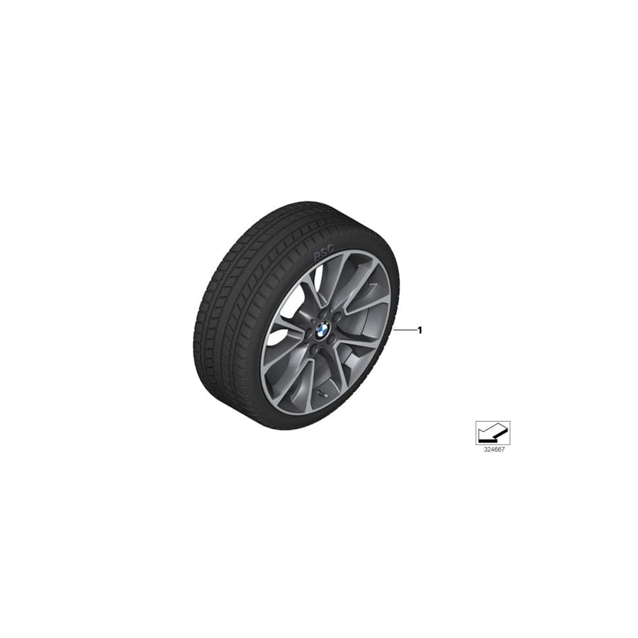 Genuine BMW 36112447997 F15 Rdci Wheel&Tire, Wntr Orbitgrey Polished 255/50R19 107V (Inc. X5)