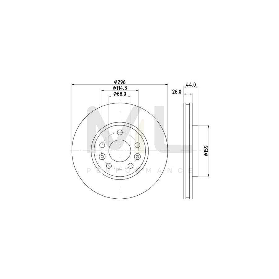 HELLA 8DD 355 131-871 Brake Disc Internally Vented, Coated, without wheel hub, without wheel studs | ML Performance Car Parts