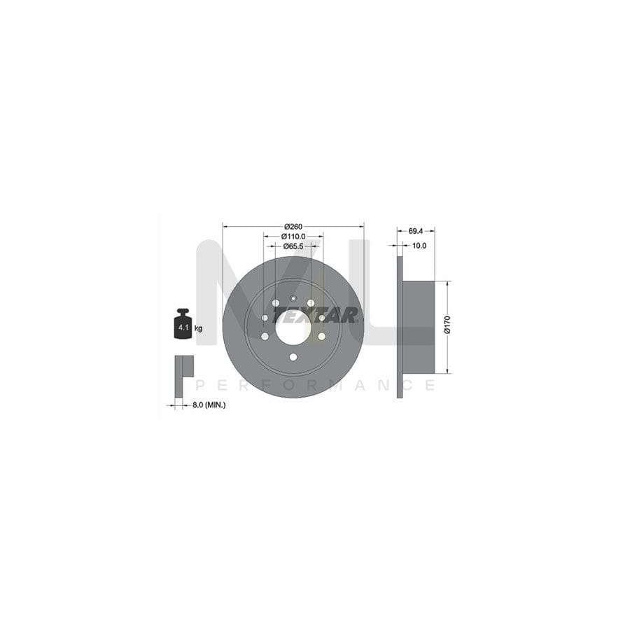 TEXTAR 92068800 Brake Disc Solid, without wheel hub, without wheel studs  - 1 piece