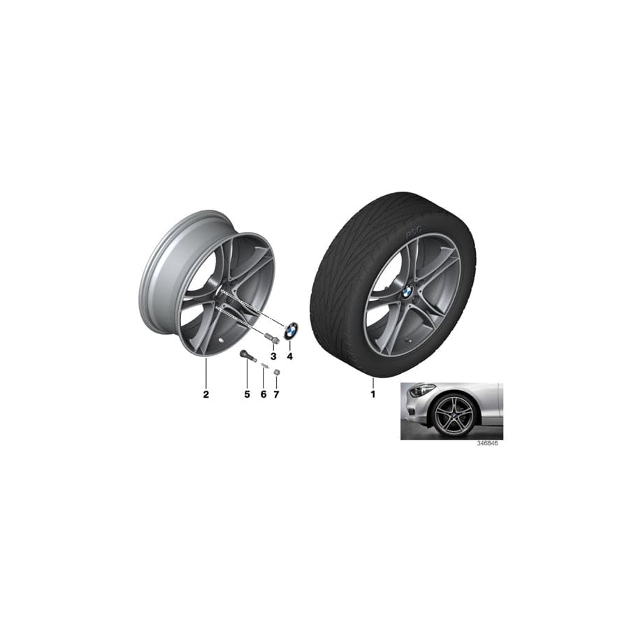 Genuine BMW 36116794369 F20 F21 Gloss-Turned Light Alloy Rim 7,5JX19 ET:45 (Inc. M235i, 218d & M240i)