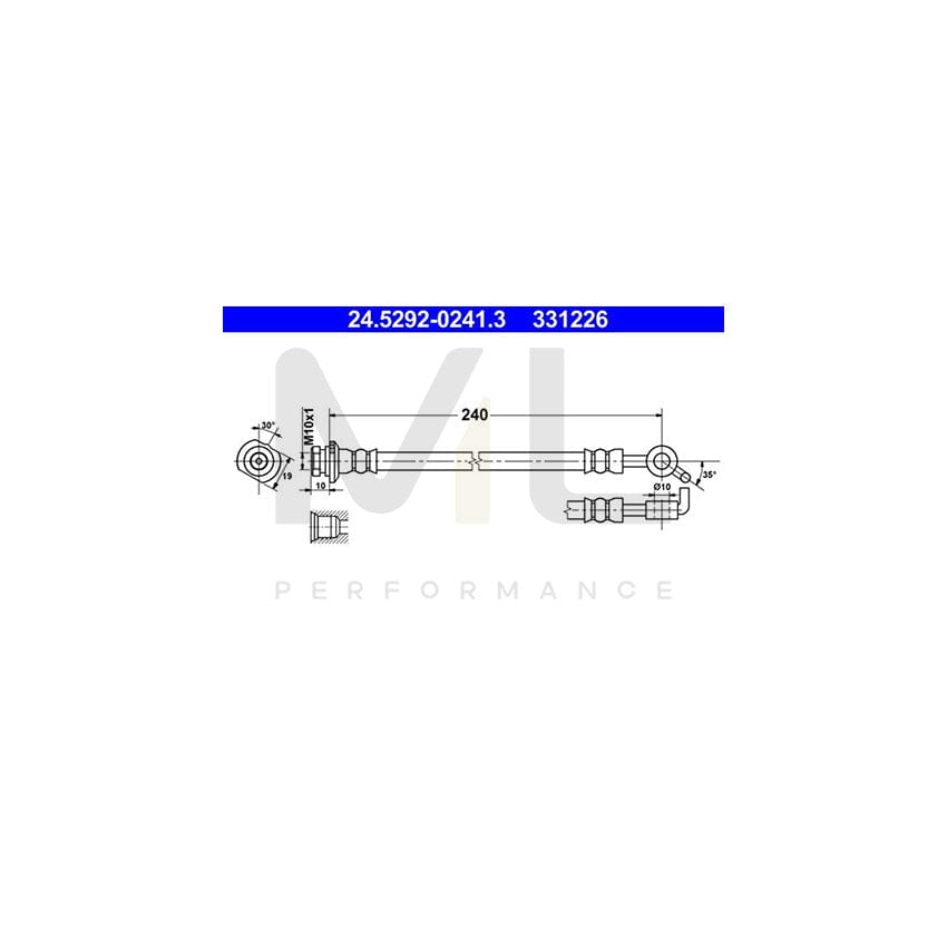 ATE 24.5292-0241.3 Brake Hose for NISSAN QASHQAI 240mm, M10x1