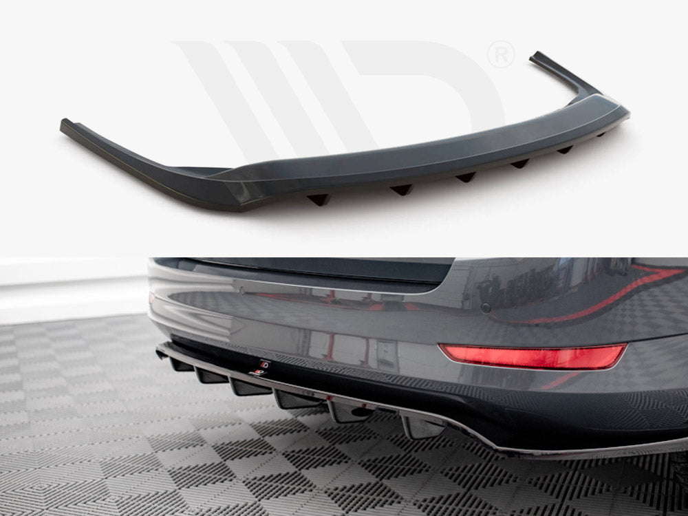 Maxton Design SK-FA-3F-K-RD1T+RD2T Central Rear Splitter (vertical Bars) Skoda Fabia Combi MK3 Facelift (2019-) | ML Performance UK Car Parts