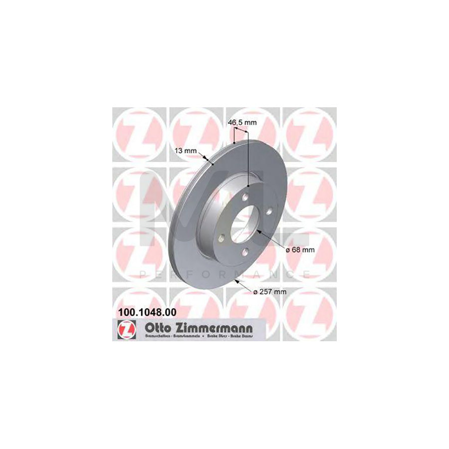 ZIMMERMANN 100.1048.00 Brake Disc Solid  - 1 piece