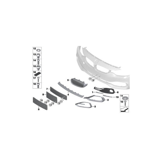 Genuine BMW 51137294819 F32 F36 Grille, Front, Left MODERN (Inc. 435i, 420dX & 428i)