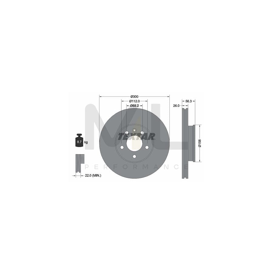 TEXTAR 92109800 Brake Disc Internally Vented, without wheel hub, without wheel studs  - 1 piece