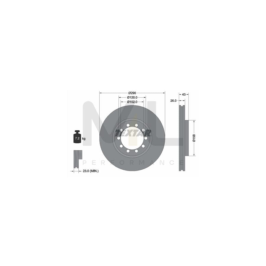 TEXTAR 93117500 Brake Disc Internally Vented, without wheel hub, without wheel studs  - 1 piece