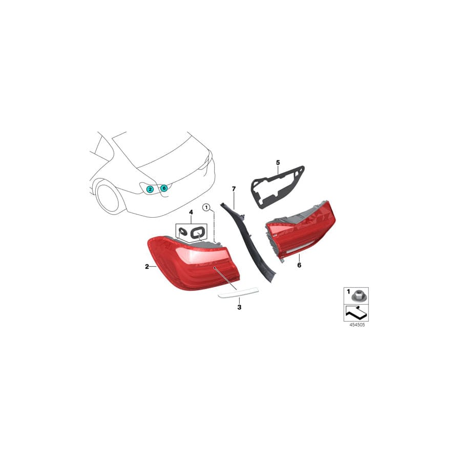 Genuine BMW 63217342970 G11 G12 Rear Light In Trunk Lid, Right (Inc. 750i, 740eX & 740iX)