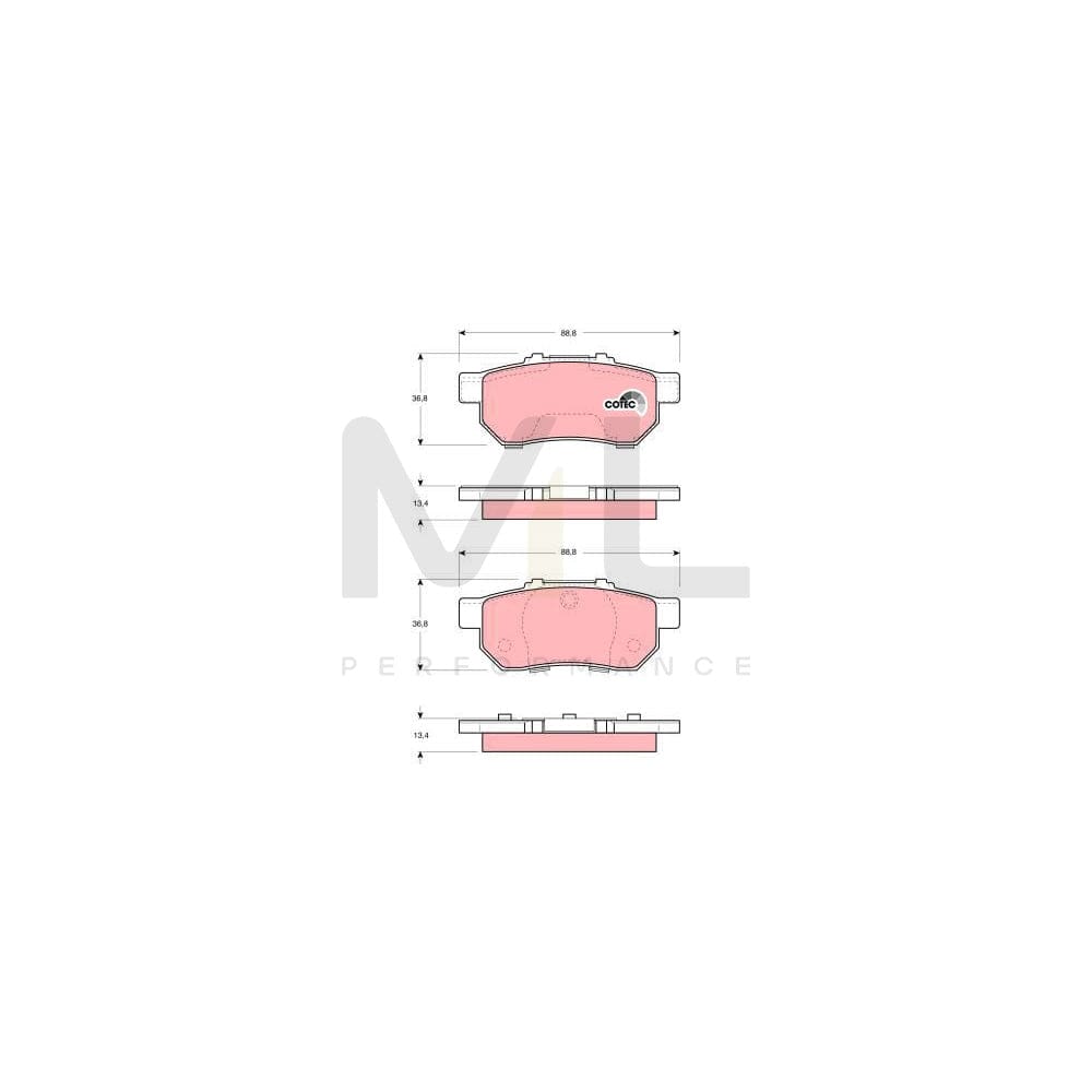 TRW Gdb3113 Brake Pad Set Not Prepared For Wear Indicator, With Brake Caliper Screws, With Accessories