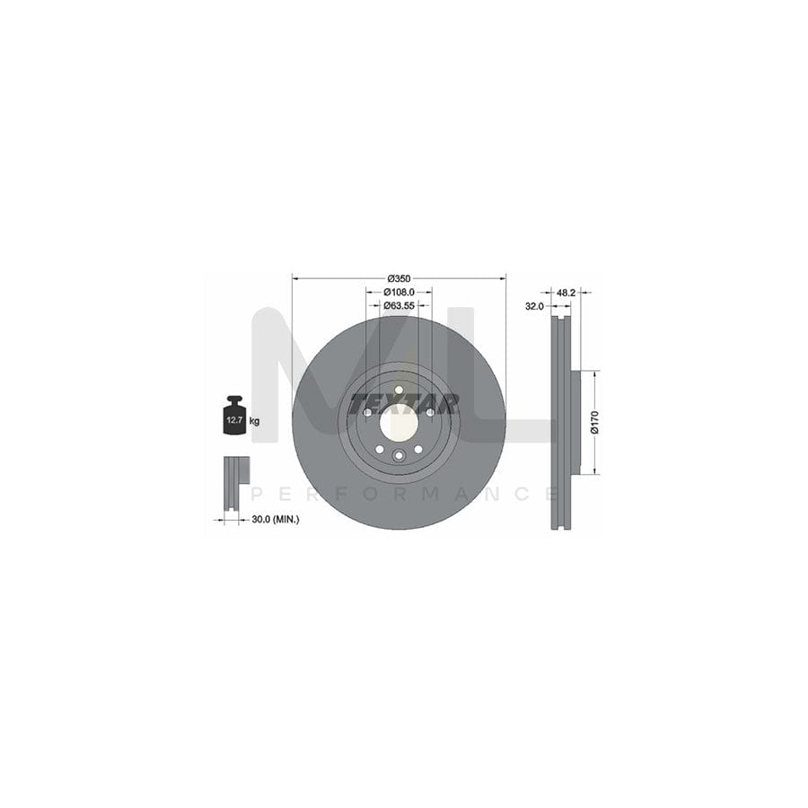 TEXTAR 92308105 Brake Disc Internally Vented, Coated, High-carbon, without wheel hub  - 1 piece