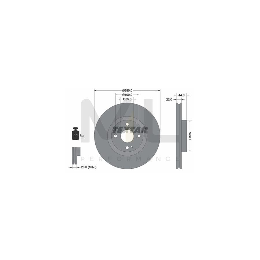 TEXTAR 92301503 Brake Disc Internally Vented, Coated, without wheel hub  - 1 piece