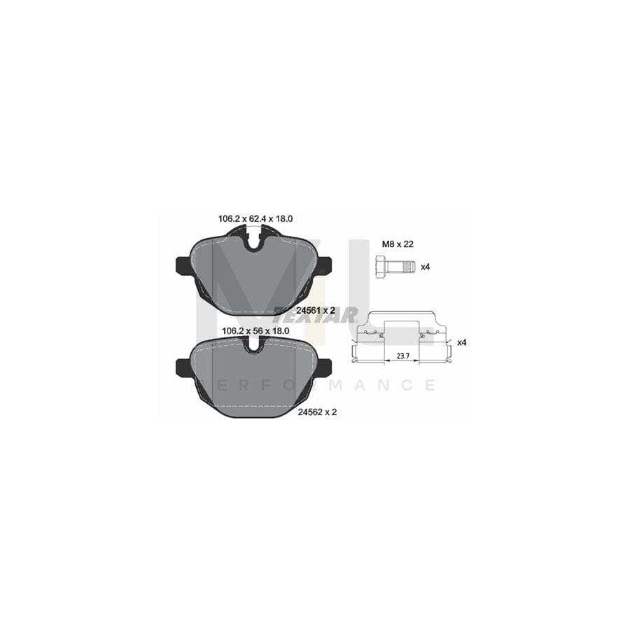 TEXTAR 2456101 Brake pad set prepared for wear indicator, with brake caliper screws, with accessories