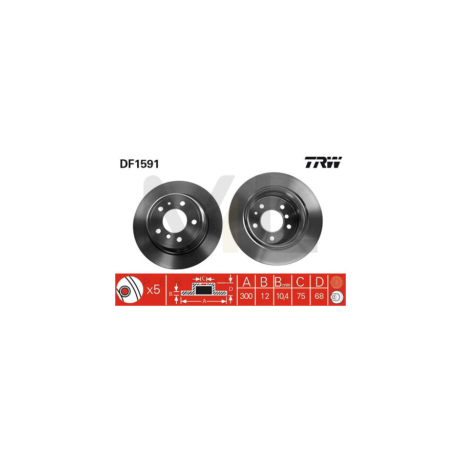 TRW DF1591 Brake Disc for BMW 7 (E32) Solid  - 1 piece