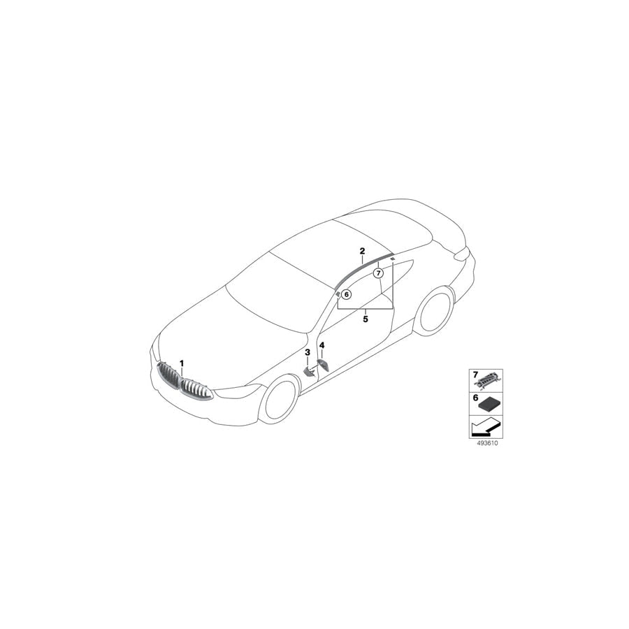 Genuine BMW 51139465758 F93 G16 Roof Trim Strip Primed Right (Inc. M850iX, 840i & 840iX)