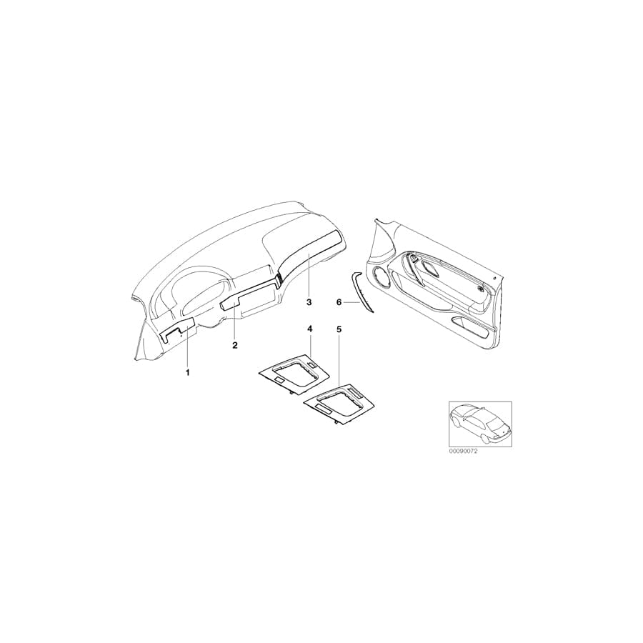 Genuine BMW 51167011807 E46 Bottom Panel, Storage Partition, Alumin. U-TURN (Inc. 318ti, 316ti & 318td)
