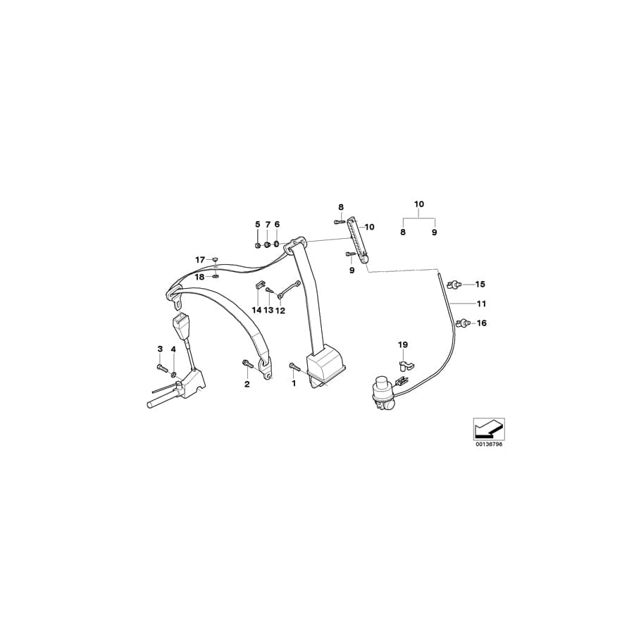 Genuine BMW 72118166621 E39 Bracket F Bowden Cable (Inc. 525tds, 520i & 535i)